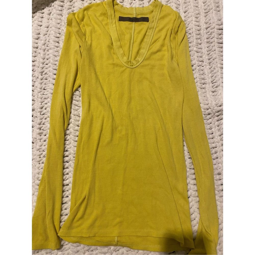 ENZA COSTA Knit Long Sleeve Fitted U Top in Acid $225 - Picture 5 of 7